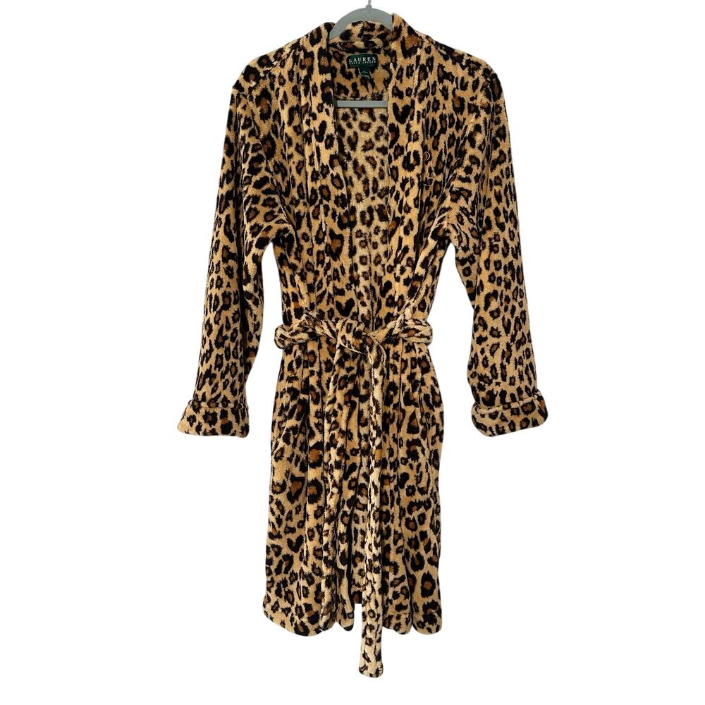 Lauren Ralph Lauren Soft Fleece Leopard Animal Print Robe Insignia Plush Large